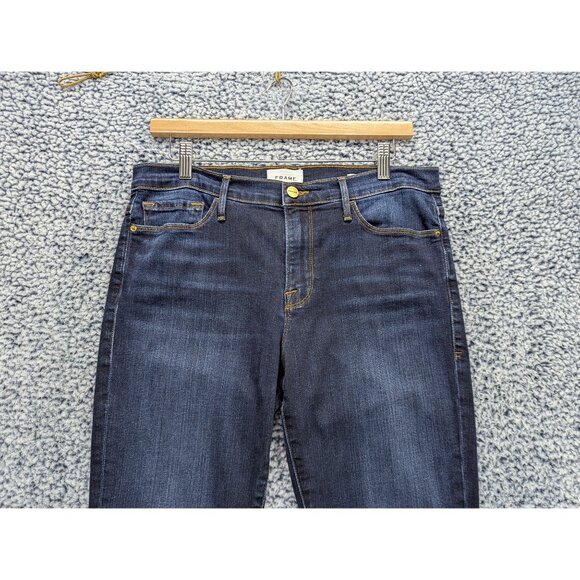 Frame Denim Le Skinny De Jeanne Jeans Size 31 Crop Ankle Wellington Dark Wash - Picture 3 of 14